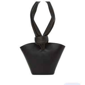 Black Leather Shoulder Bag with Gold-Tone Hardware